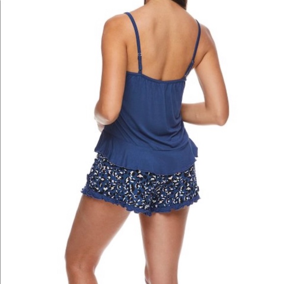 NWT BEBE Blue Animal Print Ruffle Pajama Set - Picture 6 of 9